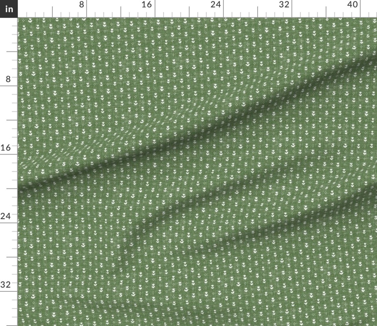 Floral Tulip Small Floral Feminine Dainty Boho Doll House Mini Small Scale Floral Flowers Green Block Print Small Floral Dainty Floral Boho Custom Printed Fabric by Spoonflower Various Fabrics by the Yard or Fat Quarter 14223883